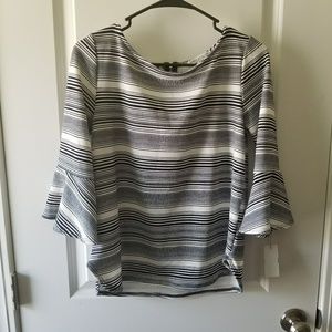 M Green Envelope black/white Blouse, EUC